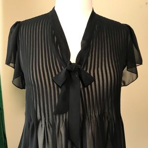 NWT Joie Black Sheer Delicately Detailed Blouse